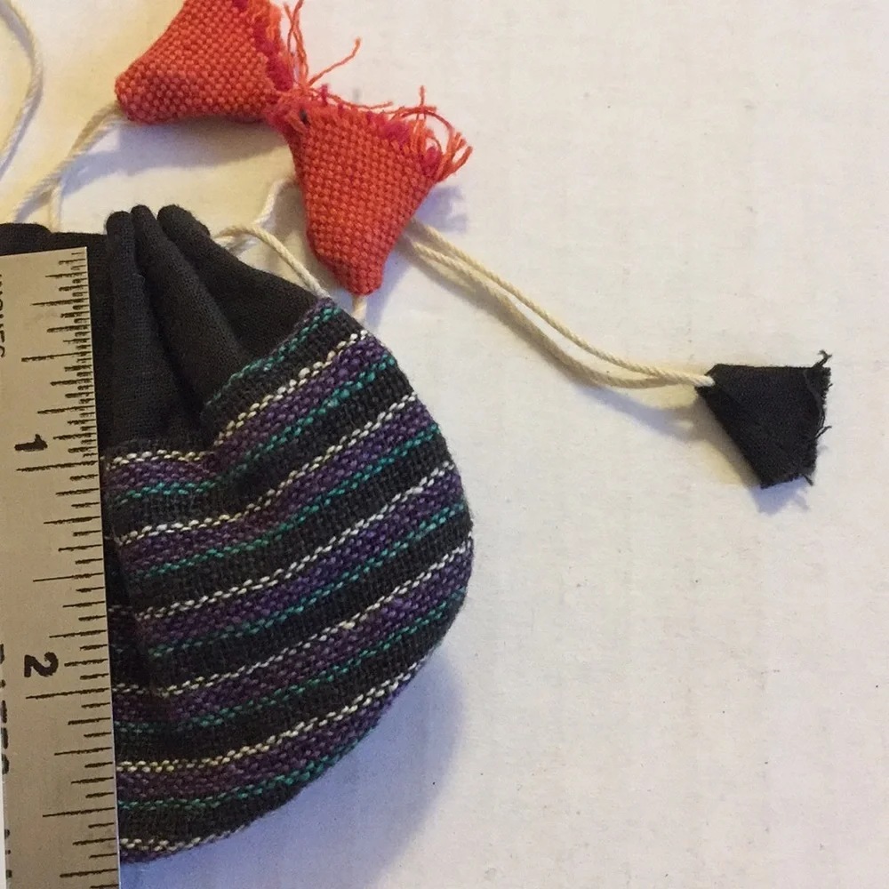 JEWELRY BAG stash sac cotton striped pull string Bali handmade